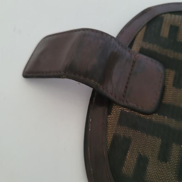 Fendi Zucca Wallet Canvas Leather Wallet Brown Purse Bifold Medium Horseshoe - Picture 10 of 11